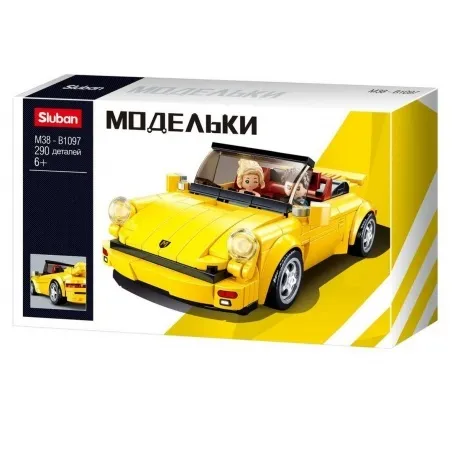 Конструктор "Желтый спортивный автомобиль" 290 деталей в кор обк...