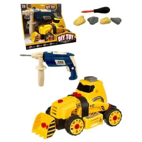 Конструктор "Бульдозер" в коробке шуруповерт на батарейках,насад...