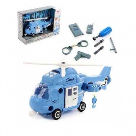 Конструктор "Вертолет S.w.a.T." (свет,звук) в коробке 3 отвертки...