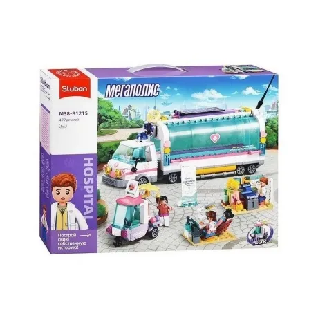 Конструктор "Санитарная машина" 477 деталей в коробке инерционна...