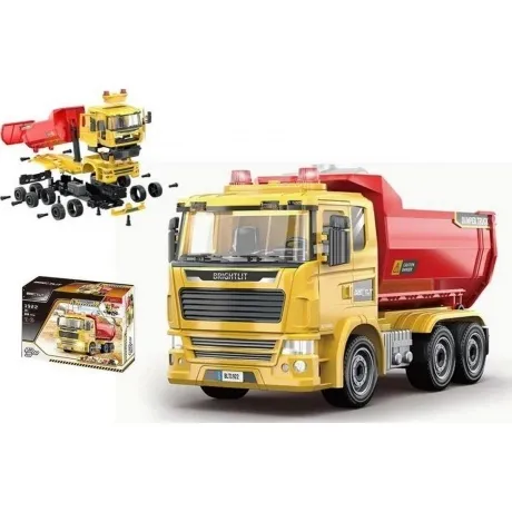 Конструктор "Самосвал" 88 деталей в коробке с отверткой свет мая...