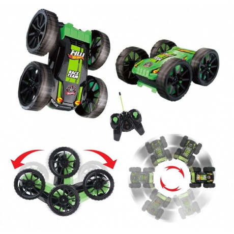 Hot Wheels трюковая машина-перевёртыш на р/у, 27MHz, вращение на 360°, со светом, чёрно-зелёная - фото 2