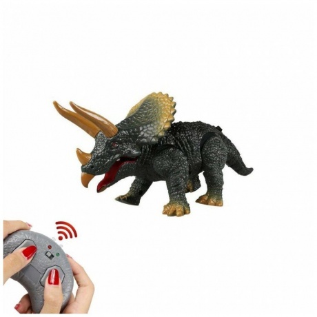 Динозавр TRICERATOPS на РУ (свет,звук) в коробке светятся глаза,кивает головой,ходит,рычит 9988B - фото 2
