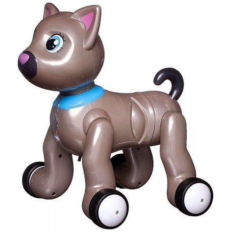 Кошка коричневая на РУ (свет,звук,проектор) в коробке миска,рыбк...