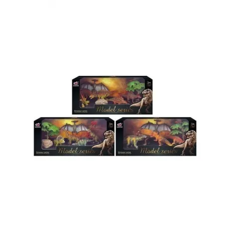 Набор динозавров (7 предметов) в коробке 5 динозавров,камень,дер...