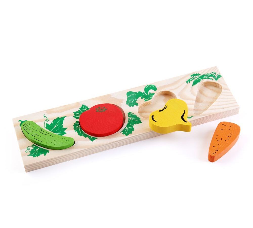 деревянная игрушка томик доска – вкладыш фрукты 372 3 Рамка-вкладыш Томик 372-2 Овощи