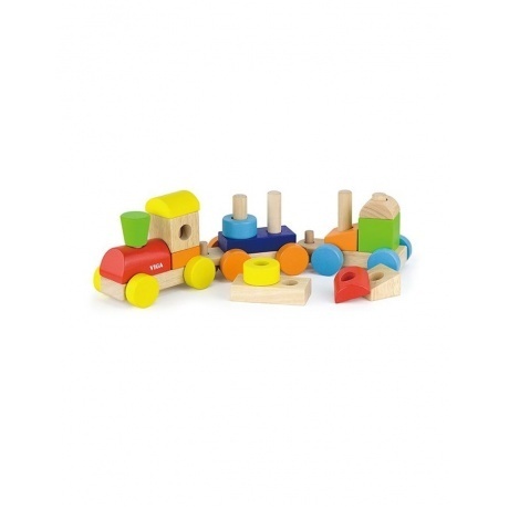 Конструктор"Поезд"(14 дет.+3 платформы на колесах)в коробке VIGA...