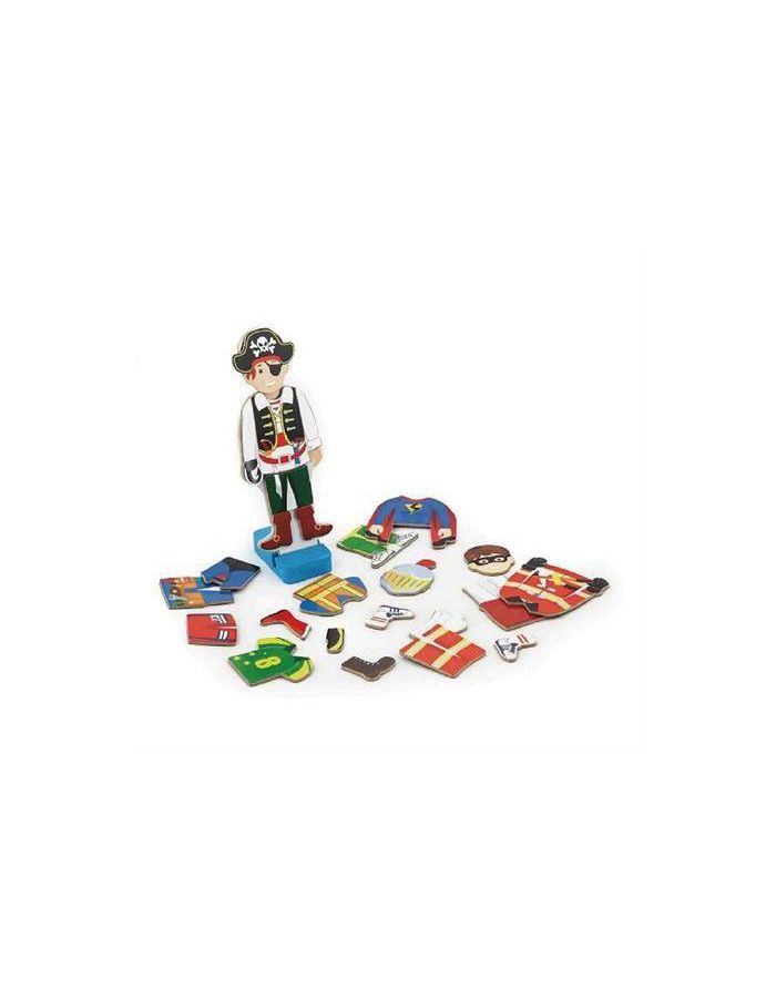 Игра Одень мальчика (на магнитах)в коробке 36 эл.одежды и аксессуаров(8 костюмов),фигурка,подставка VIGA VG50021