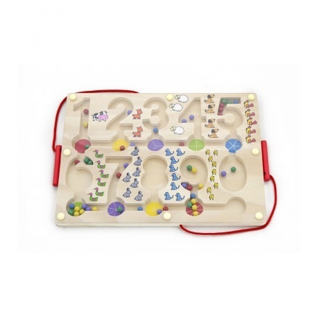 

Магнитный лабиринт Цифры в коробке 2 палочки с магнитами, разноцветные шарики VIGA 50180