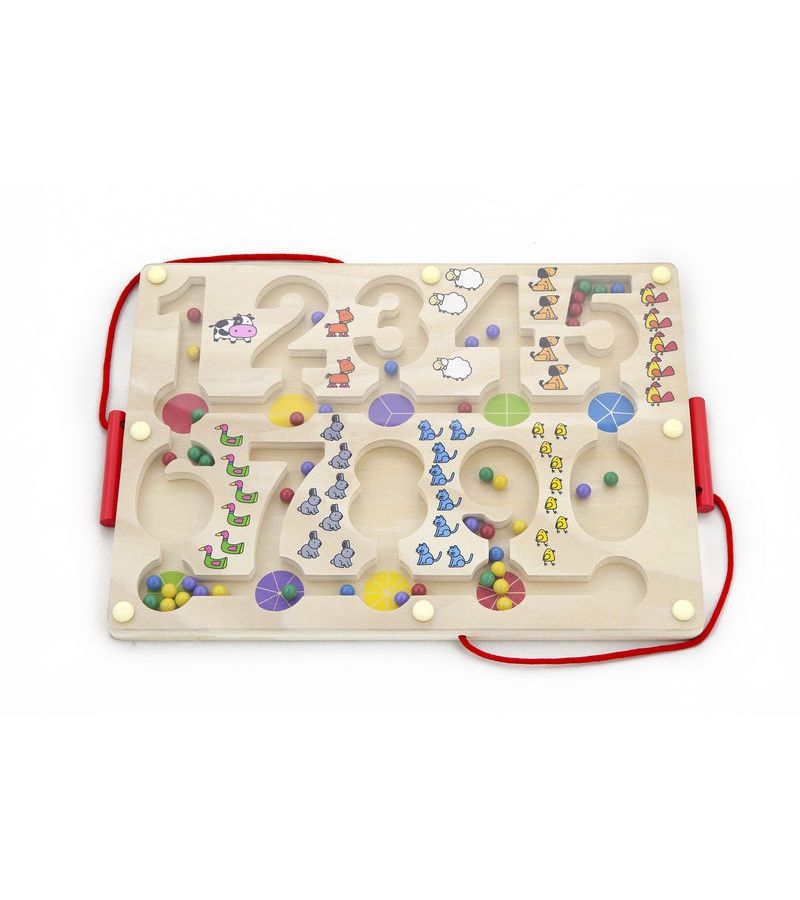 Магнитный лабиринт Цифры в коробке 2 палочки с магнитами, разноцветные шарики VIGA 50180 50180
