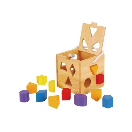 Сортер в коробке куб с отверстиями,12 блоков разных форм VIGA 53659 - фото 2