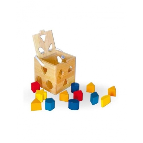 Сортер в коробке куб с отверстиями,12 блоков разных форм VIGA 53659 - фото 3
