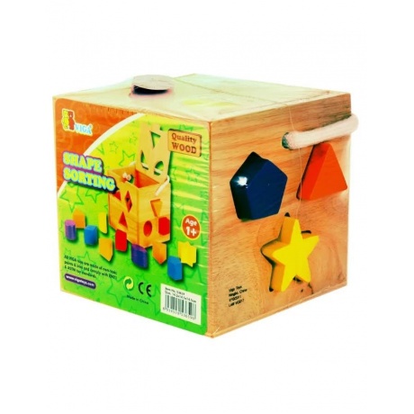 Сортер в коробке куб с отверстиями,12 блоков разных форм VIGA 53659 - фото 5