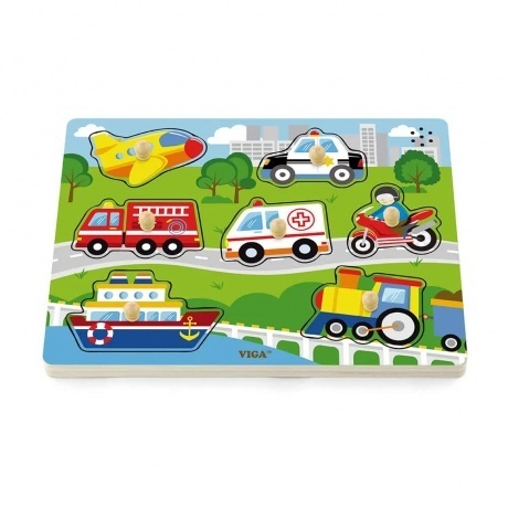 Пазл-вкладыш"Транспорт"со звуком 7 деталей пленк VIGA VG51274 - фото 1