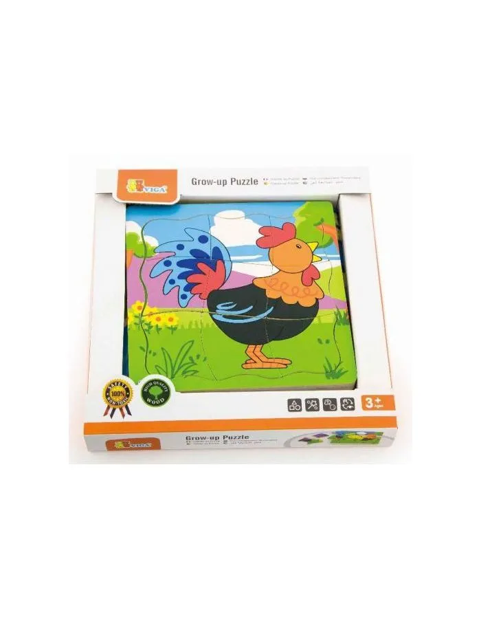 Пазл "Петушок"9 деталей в коробке VIGA VG50113 - фото 2