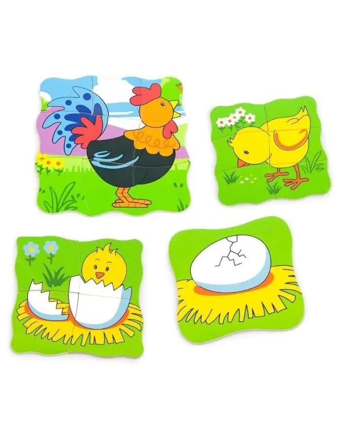 Пазл "Петушок"9 деталей в коробке VIGA VG50113 - фото 1