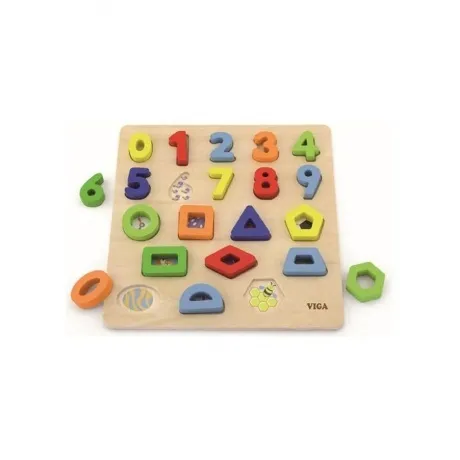 Блочный пазл (цифры и геометрические фигуры)в коробке 10 цифр,10...