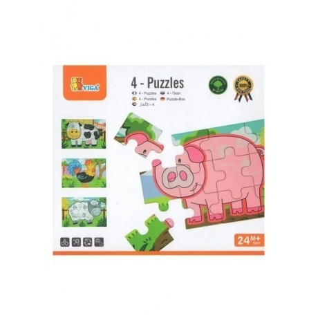 Пазл 4в1 "Ферма" (дерево)в коробке VIGA VG50069 - фото 3