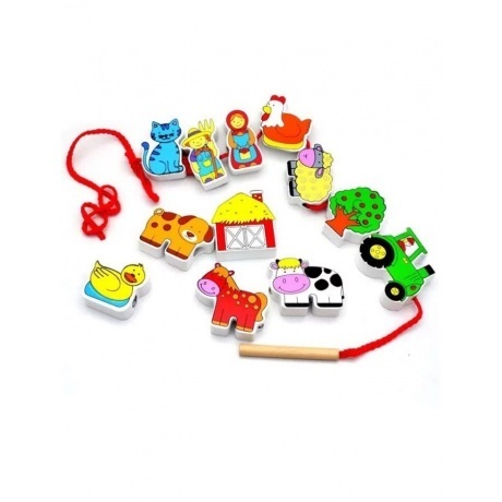 Шнуровка "Ферма"(12 фигурок,шнурок)в коробке VIGA VG59548 - фото 3