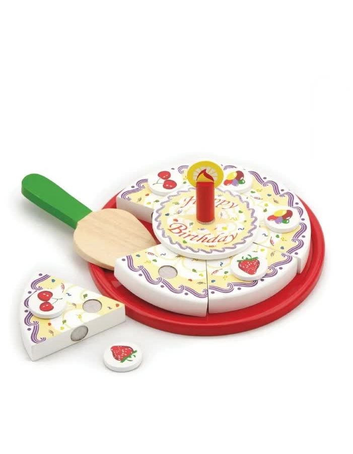 Набор Режем тортв коробке 6 кусочков торта,тарелка,лопатка,6элементов с ягодами,свеча VIGA 58499