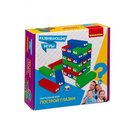 Развивающие игры Bondibon ПОСТРОЙ ГЛАЗКИ,30 блоков,кубик BB4151 - фото 1