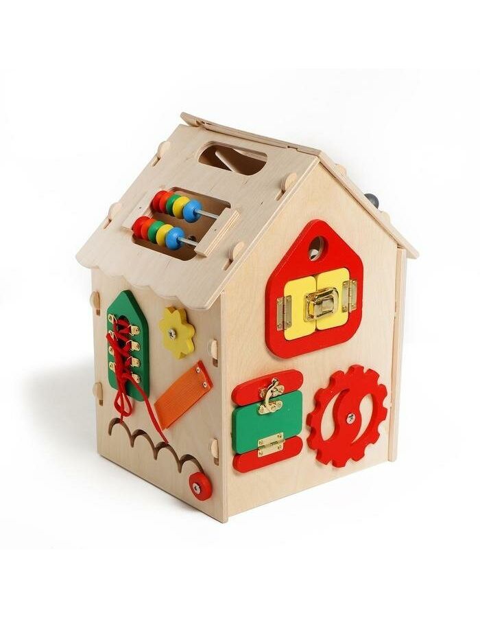 деревянные игрушки бизиборд домик с замочками Бизиборд Десятое Королевство Музыкальный домик