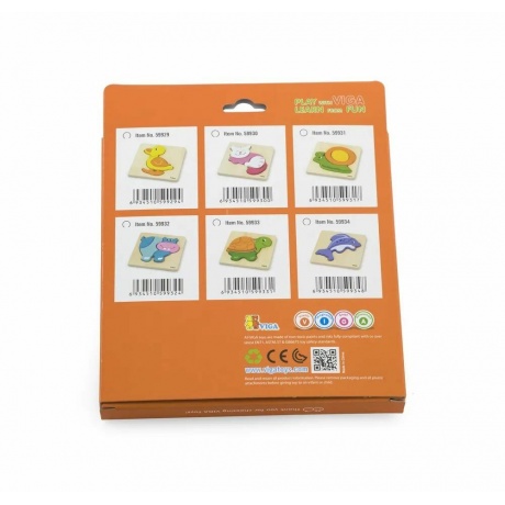 Блочный пазл-вкладыш VIGA. 59934 "Рыбка"(дерево) - фото 4