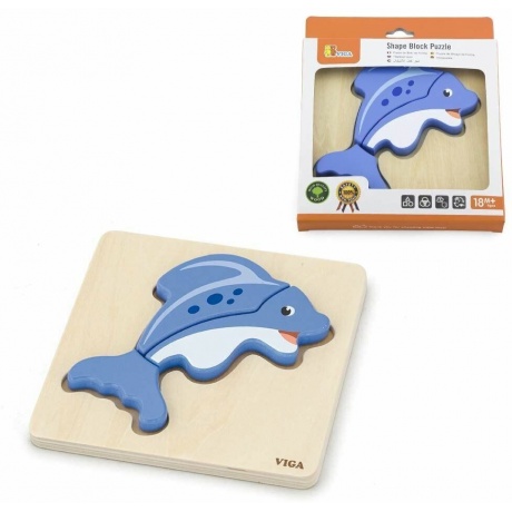 Блочный пазл-вкладыш VIGA. 59934 "Рыбка"(дерево) - фото 5