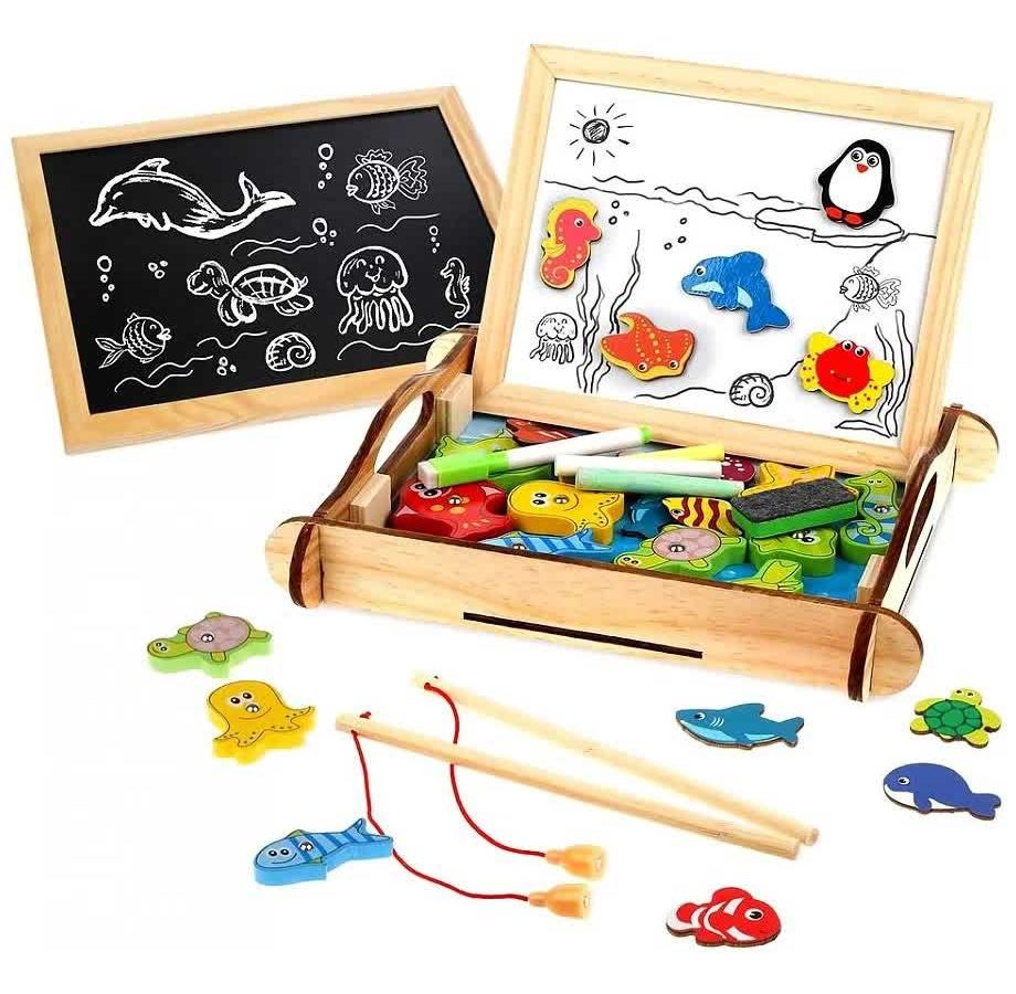 Бизи-чемоданчик Mapacha Рыбалка (доска для рисования, меловая доска, магнитные фигурки) доски и мольберты mapacha бизи чемоданчик доска знаний