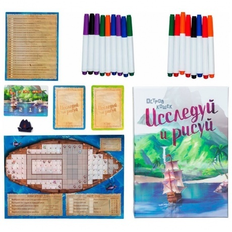 Настольная игра &quot;Остров кошек.Исследуй и рисуй&quot; арт.GG291 - фото 2
