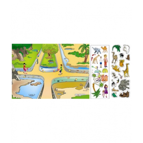 Игра с волшебными наклейками Фламинго &quot;Зоопарк&quot; (2 поля с наклейками) арт.8204 /150 - фото 5