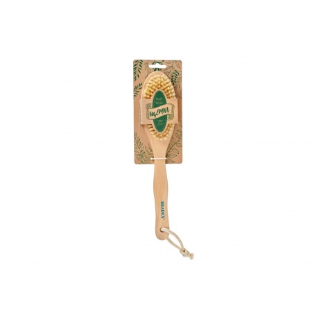Щётка для сухого массажа Bradex из чайного дерева с щетиной кактуса с ручкой 30 см - фото 3
