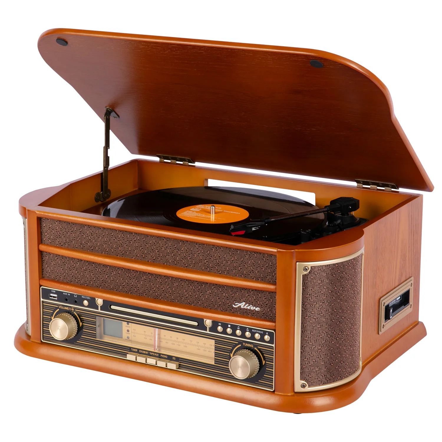 Проигрыватель виниловых дисков Alive Audio Oldtimer Wood AAOLD01WD / AA-OLD-01-WD, цвет коричневый