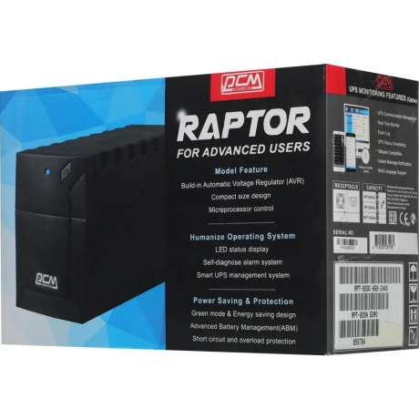 ИБП Powercom Raptor RPT-800A EURO черный - фото 7