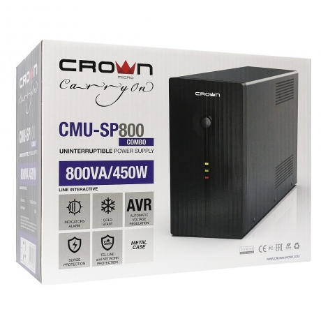 ИБП Crown Micro CMU-SP800 Combo USB - фото 3