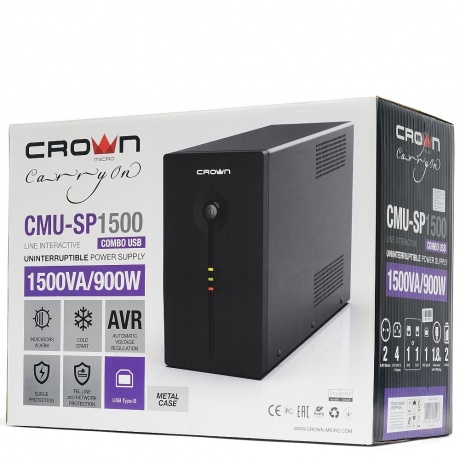 ИБП Crown Micro CMU-SP1500COMBO USB - фото 4
