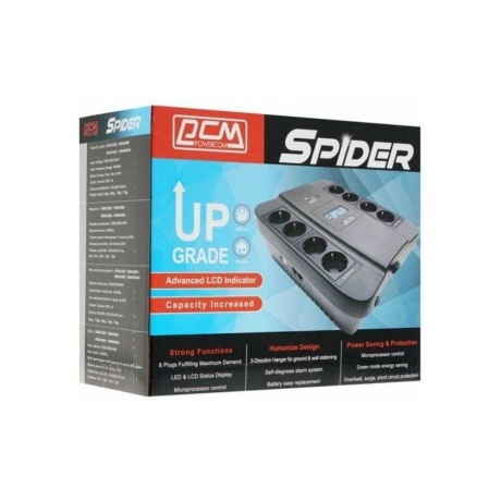 ИБП Powercom Spider SPD-1100U LCD USB 605W black (1452054) - фото 11