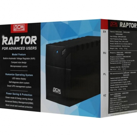 ИБП Powercom Raptor RPT-800AP 480W black (792811) - фото 9
