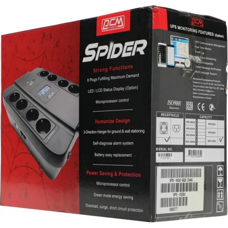 ИБП Powercom PCM SPD-1000U 550Вт 1000ВА черный - фото 10