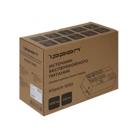 Источник бесперебойного питания Ippon Kirpich 1050 600Вт 1050ВА черный - фото 11