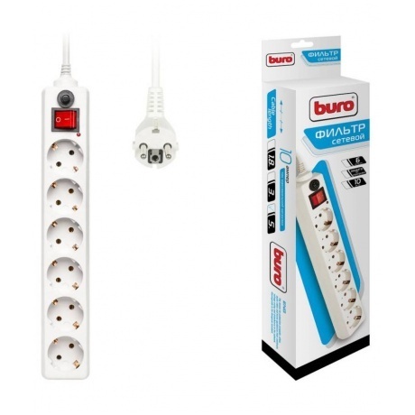 

Сетевой фильтр Buro 600SH-5-W 5м (6 розеток) белый (коробка)