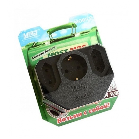 Сетевой фильтр Most MRG (адаптер на 3 розетки) черный