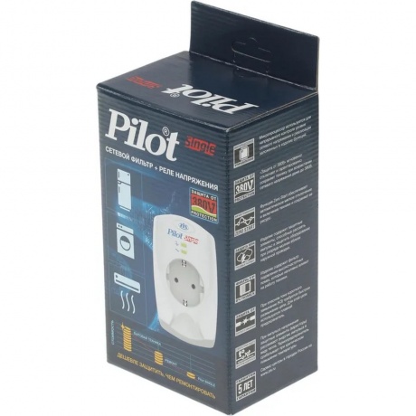 Сетевой фильтр Pilot Single (1 розетка) белый - фото 7