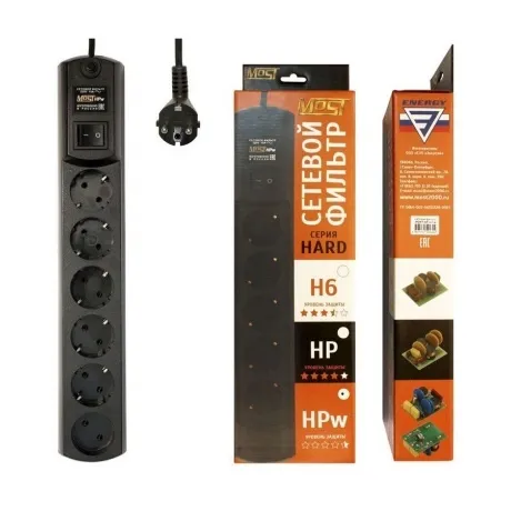 Сетевой фильтр Most HPw 5м (6 розеток) черный