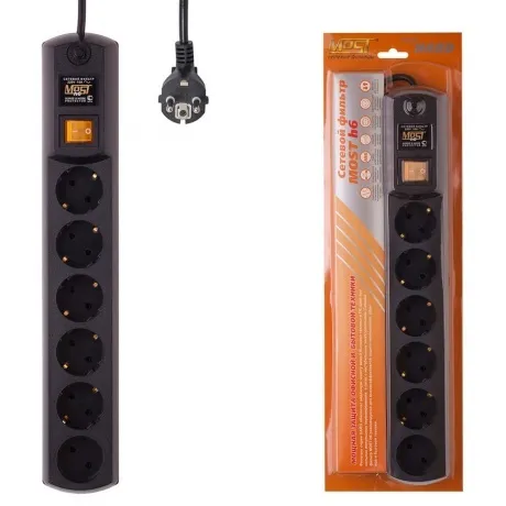 Сетевой фильтр Most H6 5м (6 розеток) черный