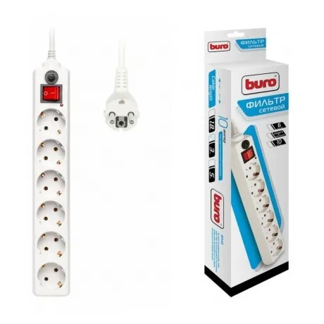 Сетевой фильтр Buro 600SH-3-W 3м (6 розеток) белый