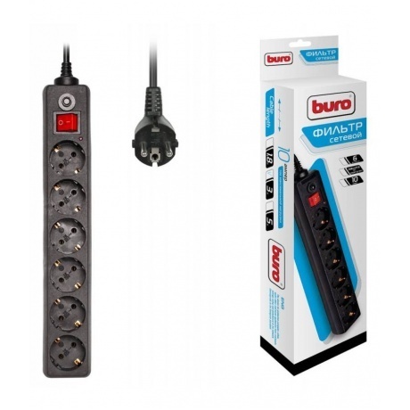 

Сетевой фильтр Buro 600SH-3-B 3м (6 розеток) черный