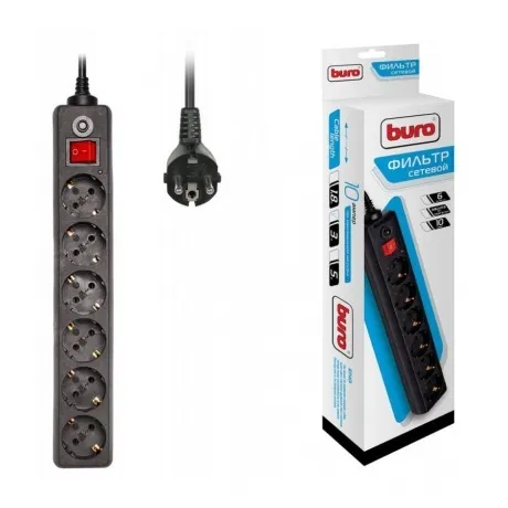 Сетевой фильтр Buro 600SH-3-B 3м (6 розеток) черный