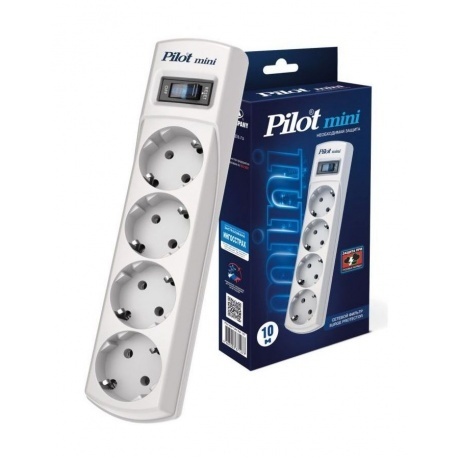 

Сетевой фильтр Pilot mini 10м (4 розетки) белый