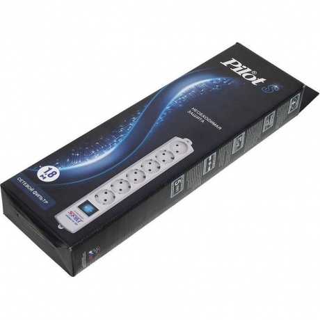 Сетевой фильтр Pilot S 1.8м (6 розеток) белый - фото 9